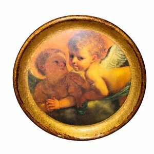 Neiman Marcus Vintage Italian Cherub Decorative Plate Gold Rim Made in Italy